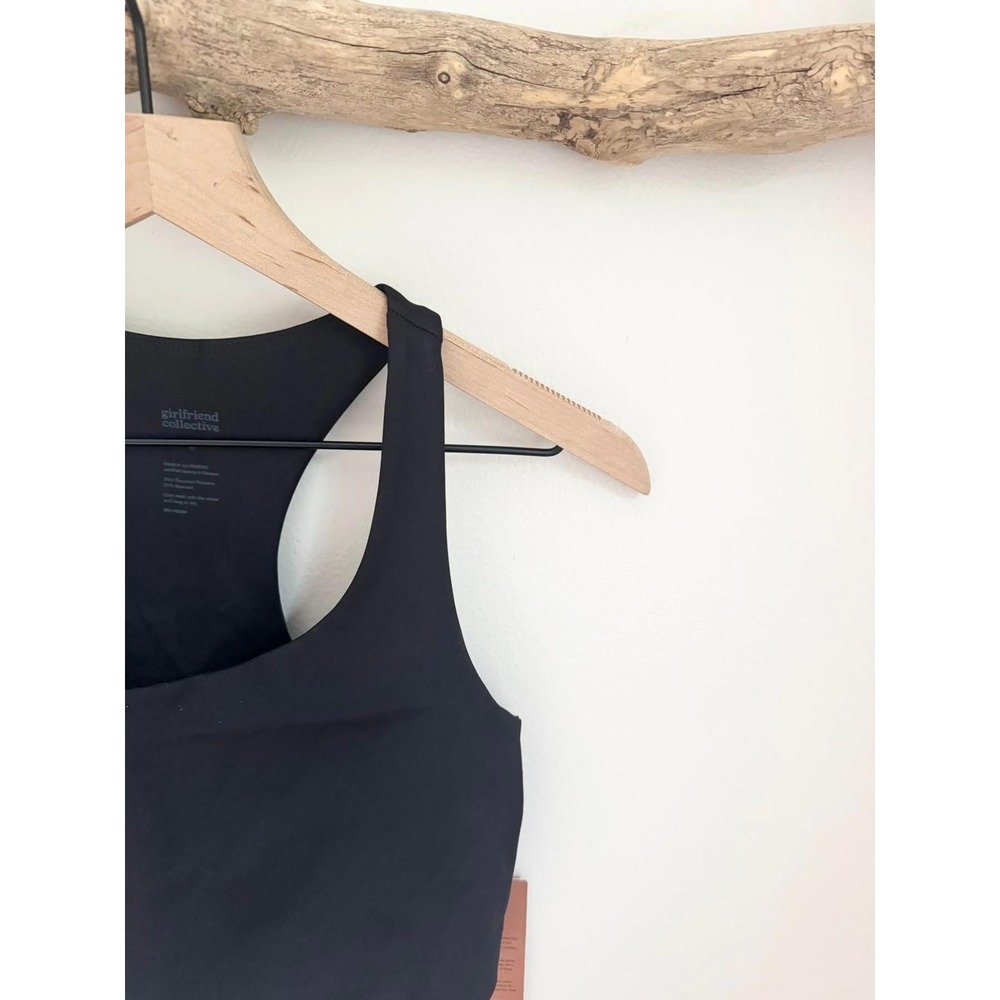Girlfriend Collective Black Racerback Scoop Neck Sports Bra Longline Size Large - Picture 5 of 7
